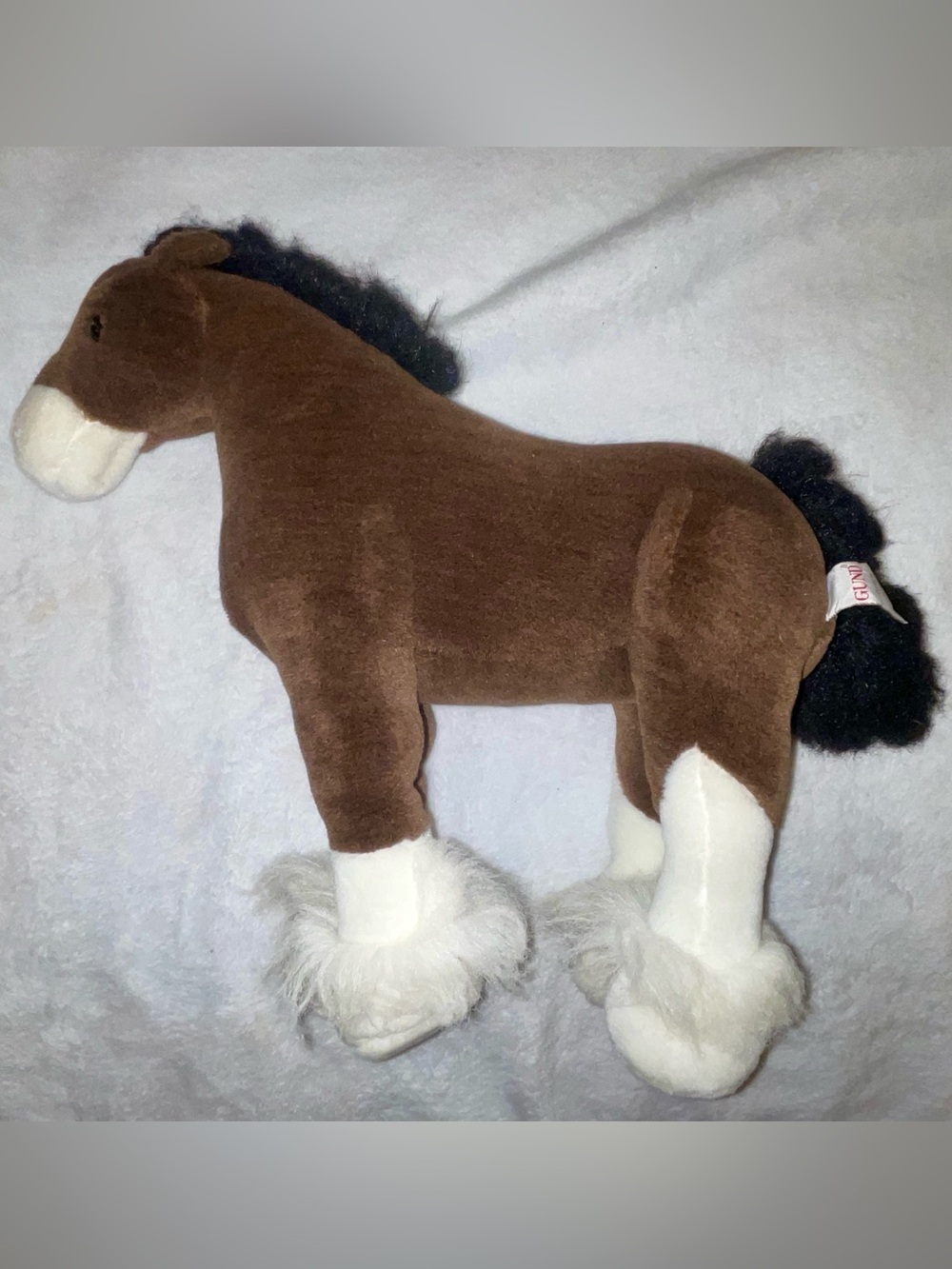 Vintage GUND Clydesdale Horse Plush Brown Stuffed Animal Shaggy Hooves Clyde
